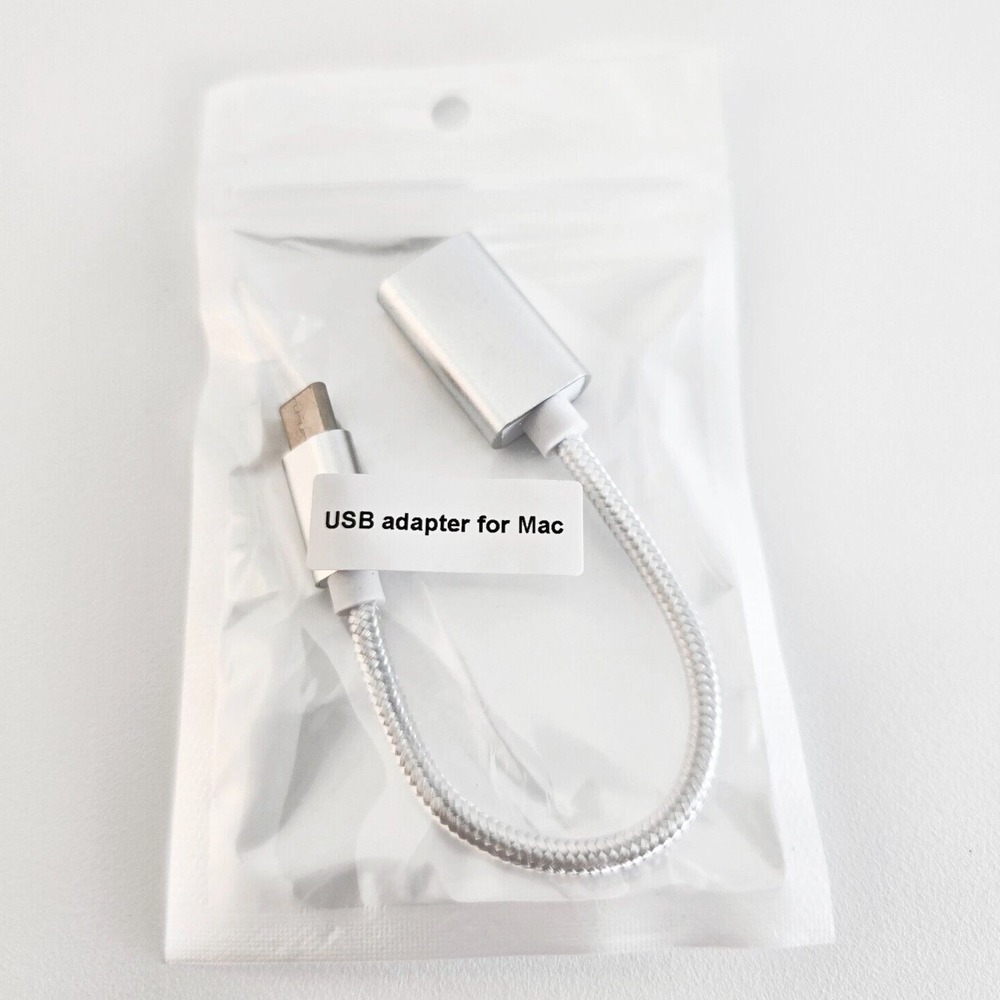 USB Adapter for MAC- Female USB Port with USB-C Male End White 6" *NEW SEALED*‎